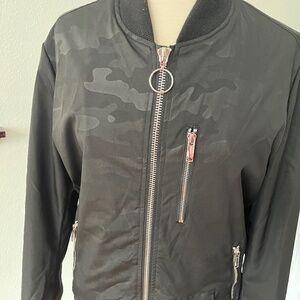 Karl Lagerfeld Black Camo Bomber Jacket